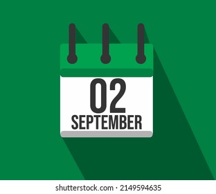Vector illustration of calendar icon. Simple calendar dated September 2. month of organ donation.