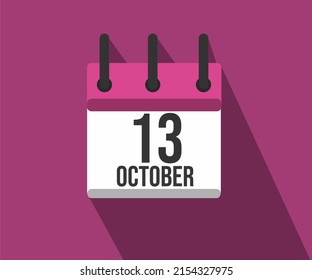 Icono vectorial de calendario. Calendario simple fechado el 13 de octubre. mes de donación de órganos.