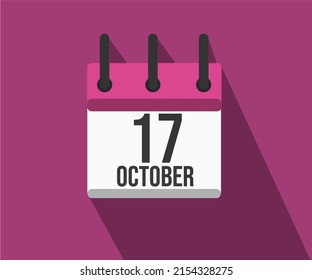 Vector illustration of calendar icon. Simple calendar dated October 17. month of organ donation.