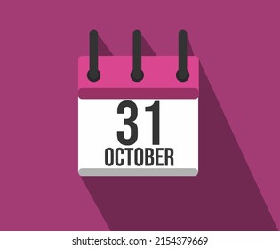 Vector illustration of calendar icon. Simple calendar dated October 31. breast cancer month.