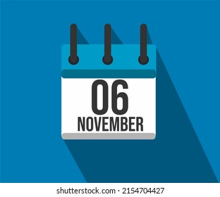 Vector illustration of calendar icon. Simple calendar dated November 06. month of the Fight against Prostate Cancer and Diabetes.