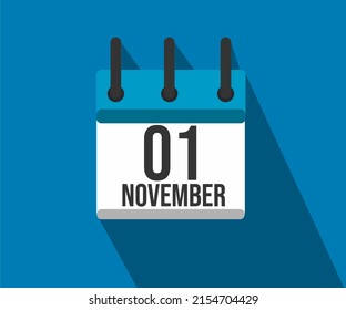 Vektorgrafik des Kalenderbildes. Einfache Kalender vom 01. November. Monat des Kampfes gegen Prostatakrebs und Diabetes.