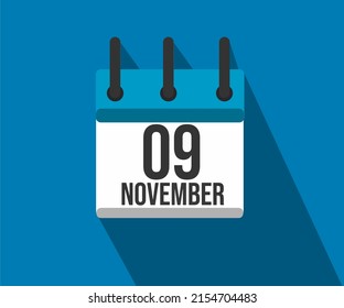 Vektorgrafik des Kalenderbildes. Einfache Kalender vom 09. November. Monat des Kampfes gegen Prostatakrebs und Diabetes.