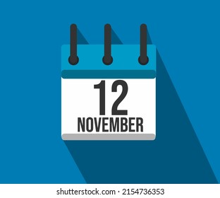 Vector illustration of calendar icon. Simple calendar dated November 12. month of the Fight against Prostate Cancer and Diabetes.