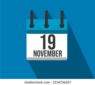 Icono vectorial de calendario. Calendario simple fechado el 19 de noviembre. mes de la lucha contra el cáncer de próstata y la diabetes.