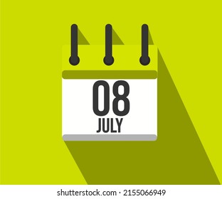 Vector illustration of calendar icon. Simple calendar dated july 08. World Month of Fight Against Viral Hepatitis.