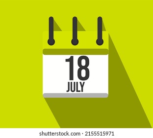 Vector illustration of calendar icon. Simple calendar dated july 18. World Month of Fight Against Viral Hepatitis.