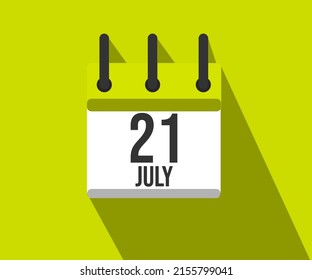 Icono vectorial de calendario. Calendario simple fechado el 21 de julio. Mes Mundial de Lucha contra la Hepatitis Viral.
