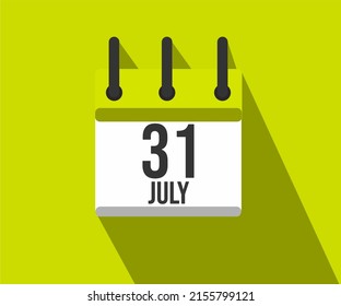Icono vectorial de calendario. Calendario simple fechado el 31 de julio. Mes Mundial de Lucha contra la Hepatitis Viral.