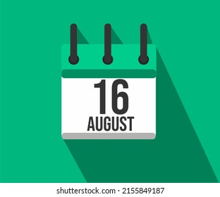 Vector illustration of calendar icon. Simple calendar dated August 16. Fight Against Lymphoma Month.