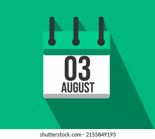 Vector illustration of calendar icon. Simple calendar dated August 03. Fight Against Lymphoma Month.