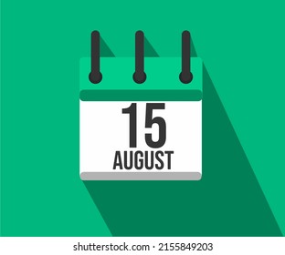 Vector illustration of calendar icon. Simple calendar dated August 15. Fight Against Lymphoma Month.