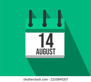 Vector illustration of calendar icon. Simple calendar dated August 14. Fight Against Lymphoma Month.