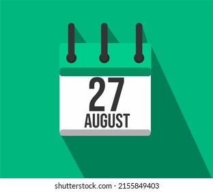Vector illustration of calendar icon. Simple calendar dated August 27. Fight Against Lymphoma Month.
