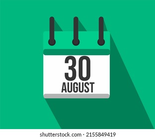 Vector illustration of calendar icon. Simple calendar dated August 30. Fight Against Lymphoma Month.