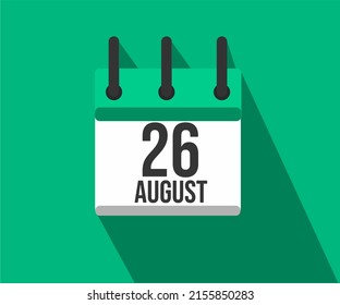 Vector illustration of calendar icon. Simple calendar dated August 26. Fight Against Lymphoma Month.