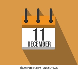 Vector illustration of calendar icon. Simple calendar dated December 11. Skin Cancer Month.