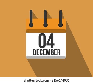 Vector illustration of calendar icon. Simple calendar dated December 04. Skin Cancer Month.
