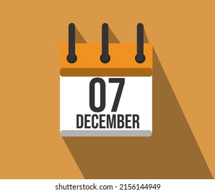 Vector illustration of calendar icon. Simple calendar dated December 07. Skin Cancer Month.