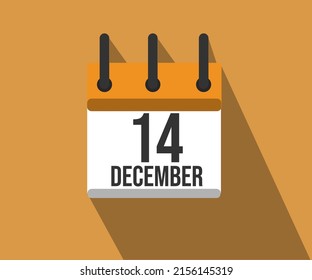 Vector illustration of calendar icon. Simple calendar dated December 14. Skin Cancer Month.