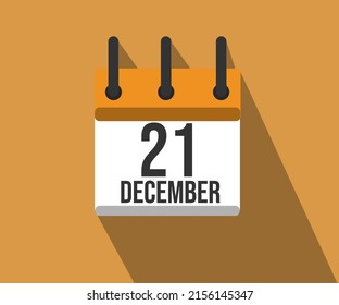 Vector illustration of calendar icon. Simple calendar dated December 21. Skin Cancer Month.