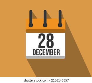 Vector illustration of calendar icon. Simple calendar dated December 28. Skin Cancer Month.