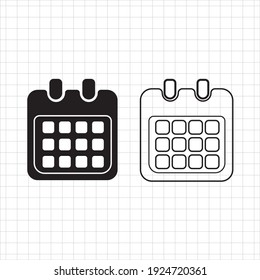 Vektorgrafik-Kalender, Kalendersymbol für Benutzerschnittstellen-Apps, schwarz-weißes Vektorsymbol