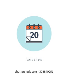 Vector illustration. Calendar lined icon,20 day. Date and time. Holiday planning.