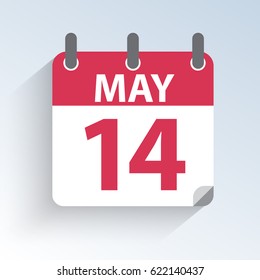 Vector illustration of the calendar of May 14 Mother's Day in the USA. Holiday day icon on light background.
