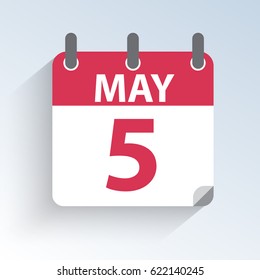 Vector illustration of the calendar May 5 Cinco de Mayo day in Mexico. Icon on light background.