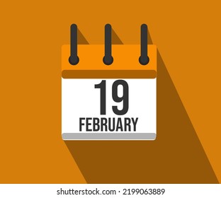 Vector illustration of calendar of the month of February day 19