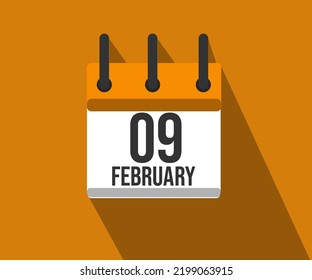 Vector illustration of calendar of the month of February day 9