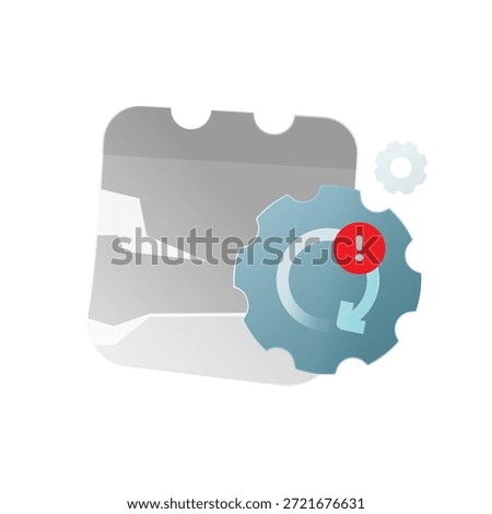 Vector illustration of calendar page with exclamation mark. rescheduling, schedule change, deadline adjustment, and plan revision. for business planning, project management, event updates