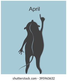 Vector illustration of a calendar page template with a weird funny monster/creature