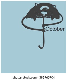 Vector illustration of a calendar page template with a weird funny monster/creature