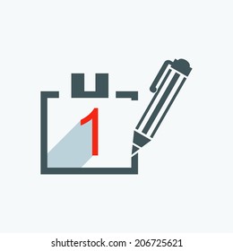 Vector illustration of  calendar  and  pencil