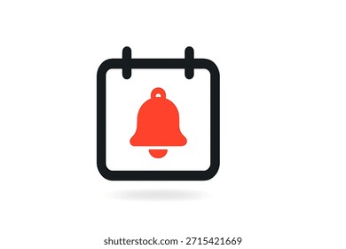 Vector illustration of calendar and ring bell. Symbol of calendar reminder meeting