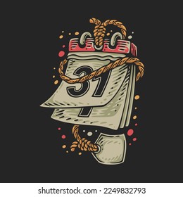 vector illustration a calendar showing the date and day on which the camping event is scheduled for t shirt design