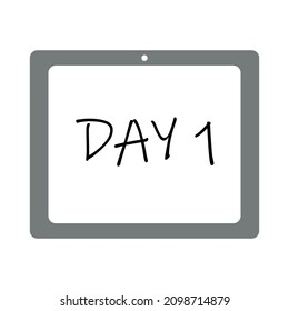 Vector illustration of calendar showing first day of the year. Day 1 written on white page of wall calendar. new start concept. First day of new year resolutions 