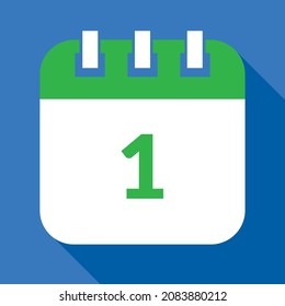Vector illustration of calendar of specific day, calendar vectorized in green and blue, reminder day 01