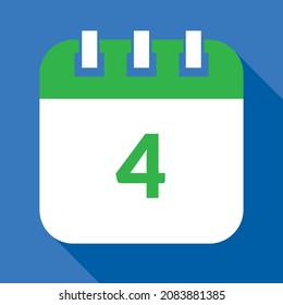 Vector illustration of calendar of specific day, calendar vectorized in green and blue, reminder day 04.