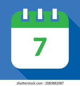 Vektorgrafik des Kalenders eines bestimmten Tages, Kalender in grün und blau, Erinnerung an Tag 07.