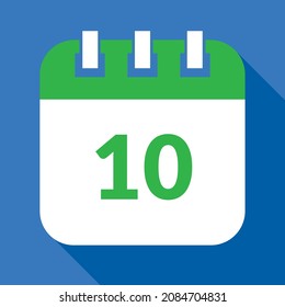 Vector illustration of calendar of specific day, calendar vectorized in green and blue, reminder day 10.