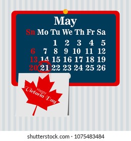 Vector illustration calendar with sticker for the Victoria Day.