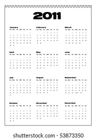 Vector illustration of calendar for year 2011.