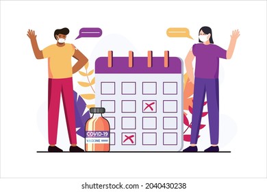 Vector illustration, calender covid 19 vaccine background.