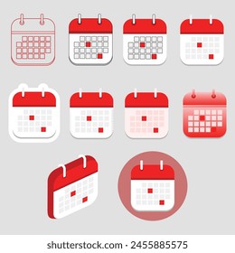 Vector illustration calender icon pack, editable template