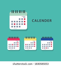 Vector illustration of calender icons on blue background