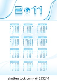 vector illustration of calender for new year 2011
