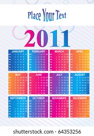 vector illustration of calender for new year 2011